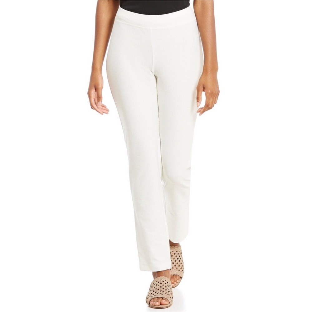 Eileen Fisher Viscose Blend Crepe Slim Ankle Bone Color Washable Pants 2X